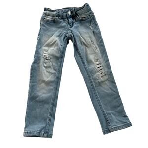 Justice Light Wash Distressed Jeans Size 6 Slim